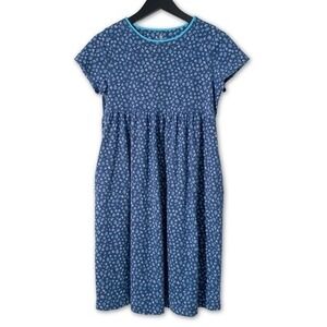 Lands End Dress Girls XL 100% Cotton Knit Floral Print Pockets Comfy Cottagecore